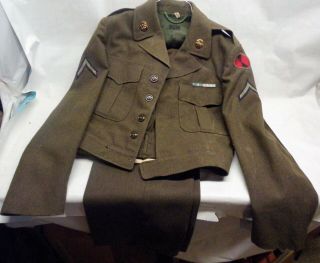 Korean War U.  S.  Army Full Uniform 40th Infantry Division Patched,  7th