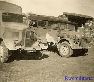 Rare Wehrmacht Lkw Truck & Steyr 1500a Heavy Kübelwagen Car; Russia