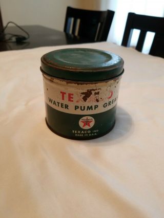 Vintage Texaco Water Pump Grease Can Texaco Star Green / White Half Full