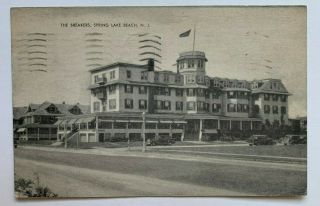 1944 Nj Postcard Spring Lake Jersey The Breakers Hotel Front View Autos Cars