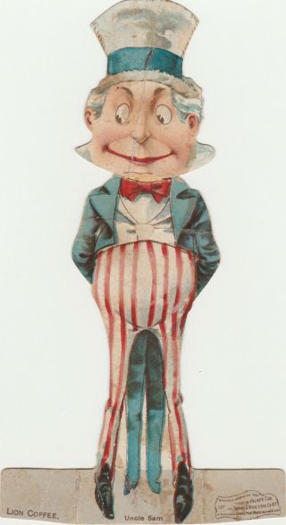 Palmer Cox Lion Coffee Brownie Doll Uncle Sam Patriotic Paper Doll Woolson Spice
