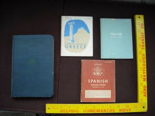 Vintage Military Books: Watch Officers Guide,  Italian,  Spanish & Greek Phrases