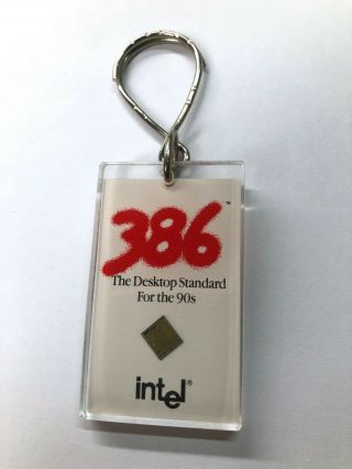 Intel Keychain - 386 And 387 Computer Chip Dies - Paperweight