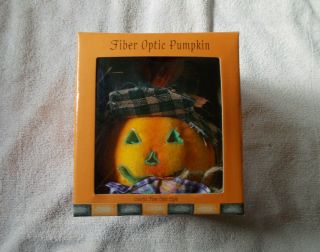 Old Fashioned Halloween Fiber Optic Pumpkin W/ Box Scarecrow Jack - O - Lantern (ec2