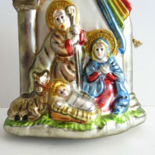 Glass Ornament Nativity Scene Holy Family Christmas Hand Painted 6 inches 2