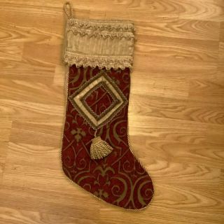 Victorian Style Christmas Stocking,  Red And Gold