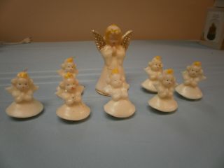 8 Vintage Gurley Christmas Angel Candles - One 5 " ; Seven 3 "