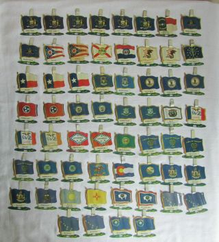 Sixty (60) 1959 Nabisco Shredded Wheat Usa State Metal Flags & Order Form