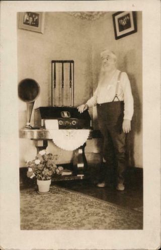 Rppc A.  C.  Philips With Radio,  1925 Real Photo Post Card Vintage