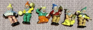 Vintage Set/6 Gnomes Elves Band Christmas Figures So Cute