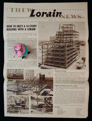 Vintage Thew Lorain Power Shovel News Talbott Tower Dayton Ohio Crane Clamshell