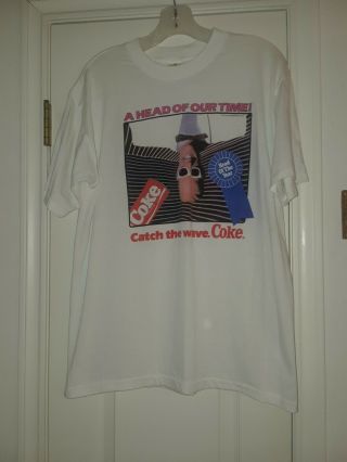 Vintage Collectible 1987 Max Headroom/coke T - Shirt Xl White 50/50 Cotton/poly