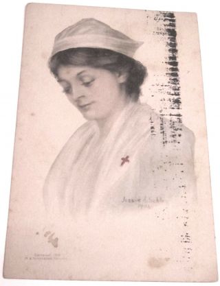 1910 Postcard Nurse N Uniform W Hat Victorian Or Civil War Era,  Jessie A.  Schley