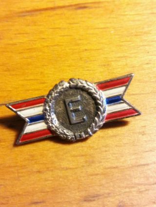 Wwii Us Army Navy " E " Production Award Pin Sterling Silver Military War