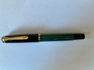 Old Style Pelikan M400 Green Striated Fountain Pen 14c F Nib Germany