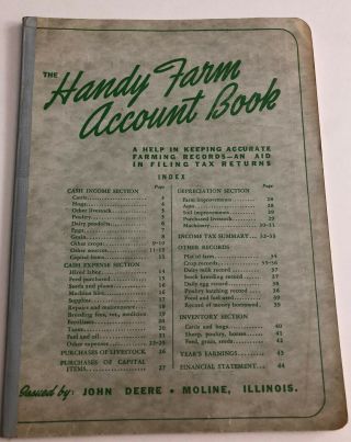 1954 John Deere Handy Farm Account Book Vintage Blank