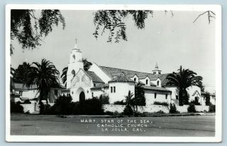 Postcard Ca La Jolla California Mary Star Of The Sea Catholic Church Rppc D8