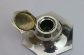 A Sterling solid silver inkwell Ink Well 1919 Birmingham.  Has glass liner 3