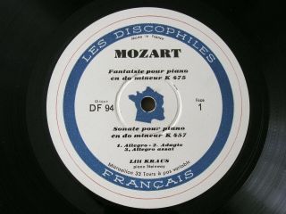 Lili Kraus Mozart Piano Solo Discophiles Francais DF 94 NM 3