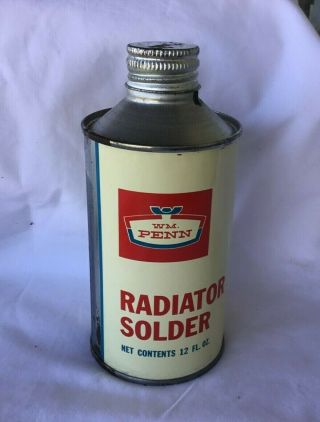 Vintage Wm.  Penn Radiator Solder Tin Can Gas Oil Tin Can