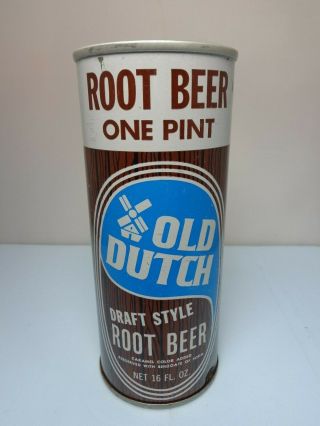 Old Dutch Root Beer 16oz.  Straight Steel Pull Tab Soda Pop Can 1 Chicago,  Ill.