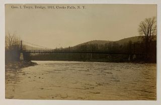 Rppc Real Vintage Photo Postcard Cook Falls Rr Bridge York Estate