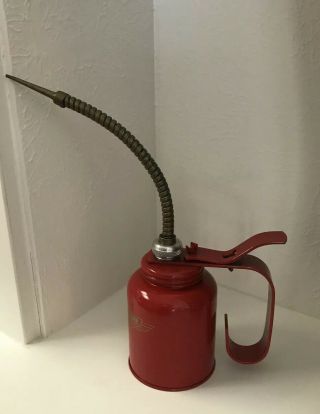 Vintage Red Ace Hardware Oil Can Oiler With Curved Spout