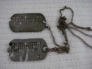 Set Of 2 Ww2 Us Army Dog Tags With Chain A010