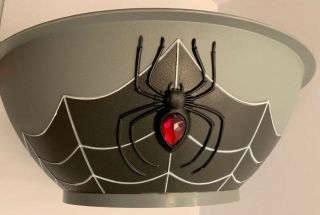 Halloween Spider Punch Bowl Set 6 Cups & Ladle Plastic Gray & Black,  Red Stone