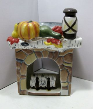 Yankee Candle Fall Decor w/ Pumpkin Fireplace Tart Warmer Tea Light Holder 2