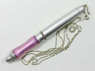 Sensa Minx Ring Top Twist Action Ballpoint Pen In Purple/silver W/silver Chain