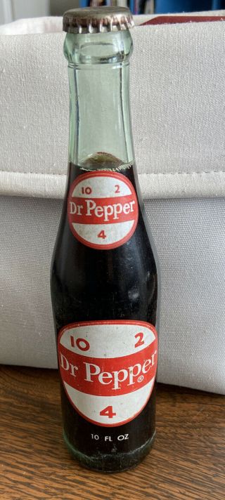 Full 10 Oz Dr.  Pepper 10 - 2 - 4 Acl Soda Bottle