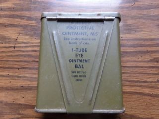 Vintage Ww2 Us Military M5 Protective Ointment Tin Eye Ointment Chemical Warfare