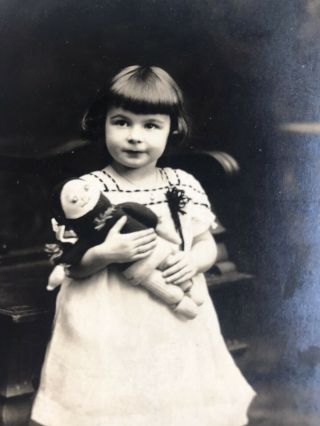1925 Rppc Little Girl W Odd Humpty Dumpty Doll - F A Mack - Pottsville Pa