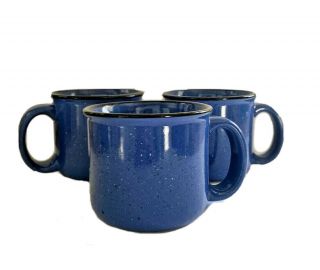 Vintage Marlboro Unlimited Heavy Duty Blue Speckled 14oz Coffee Mugs Set Of 3