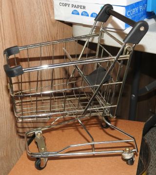 Mini Grocery Shopping Cart Basket Metal Chrome Wire Salesman Sample Sized