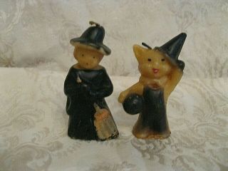 Vintage Gurley Halloween Black Witch And Cat Candles