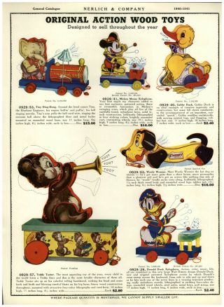 1940 Paper Ad Color Fisher Price Disney Donald Duck Dizzy Donkey Popeye