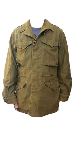 Vintage Wwii Era M - 1943 M43 Us Army Field Jacket Od Medium Distressed War Coat