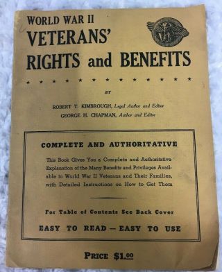 Your Rights And Benefits Veterans Guide Us Government Ww2 Wwii Booklet 1944