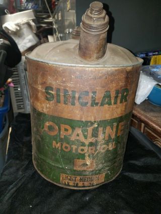 Vintage Sinclair Opaline Motor Oil 5 Gallon Oil Can Light Medium