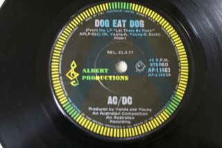 Ac/dc Dog Eat Dog B/w Carry Me Home A Label Australian Promo 45 Last Chance