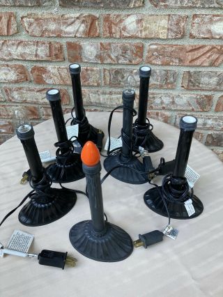 7 Vintage Electric Black Halloween Candlesticks Plug In Group Of 7 Indoor