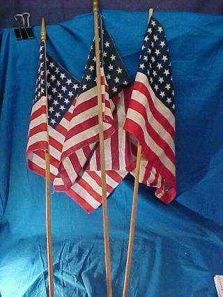 3 Wwii Era 48 Star United States Parade Flags 16 " X 12 "