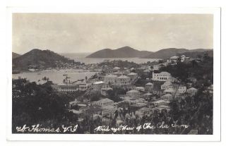 S20 St Thomas Virgin Islands Rppc Postcard Bird Eye View Cha Cha Town Real Photo
