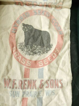 Renk & Sons Hybrid Corn & Grass Seed 100 Cloth Bag ANGUS BULL Sun Prairie WI 3