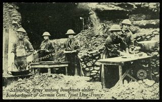 Antique Postcard Salvation Army Making Doughnuts Women Military France Wwi