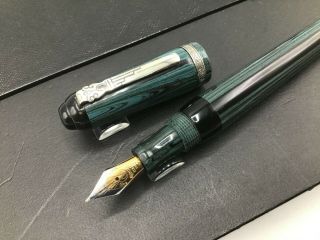 Marlen Maccvs Business Fountain Pen Blue - Green Ebonite Sterling Silver Piston