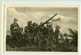 Vintage Postcard Rppc Luftwaffe German Soldiers Wwii Soldiers Artillery