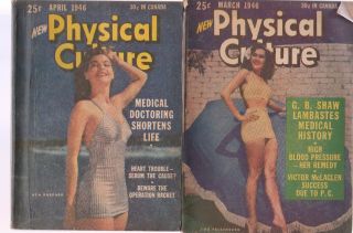 Physical Culture 4 1946 Issues - March,  April,  May,  July - Ava Gardner,  Etc.  Covers